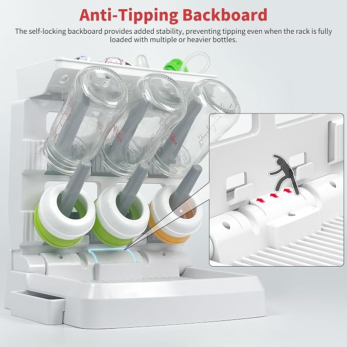 Baby Bottle Drying Rack for 6 Bottles, Vertical Cup Drying Holder, Space Saving - Image 8
