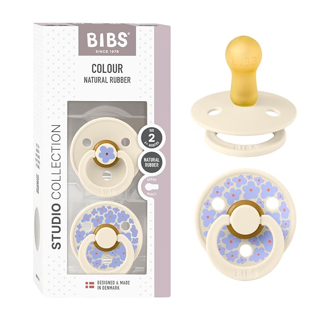 BIBS Pacifiers - Studio 2 Pack | Round Nipple Baby Pacifier | BPA Free Natural by BIBS