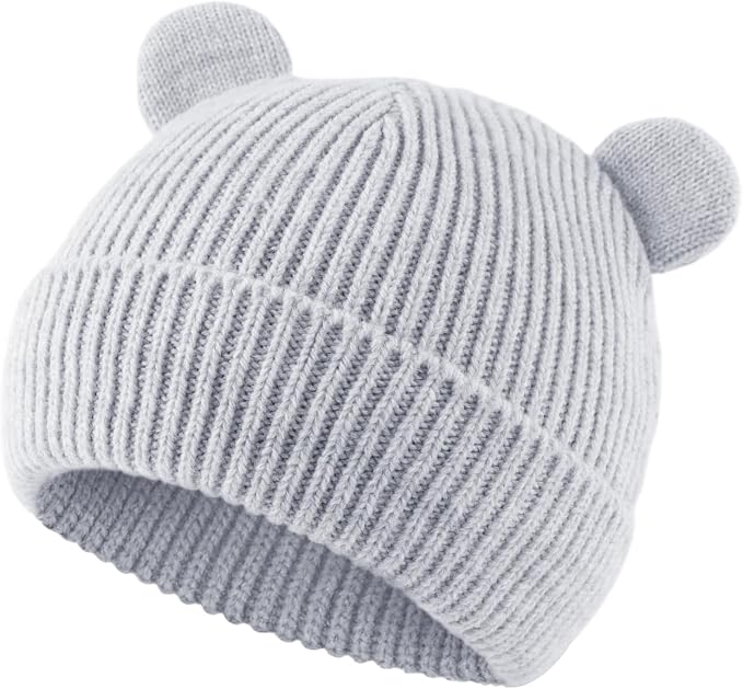 Bear Baby Beanie Knitted Baby Winter Hat Infant Toddler Boys Girls Beanie - Image 2