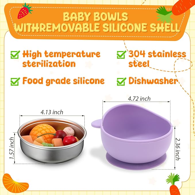 Nuogo 6 Pcs Stainless Steel Baby Bowls - Image 3