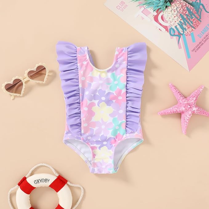 Newborn Baby Girl Ruffle Swimsuit Infant Toddler One Piece Floral Bikini Beach - Image 2