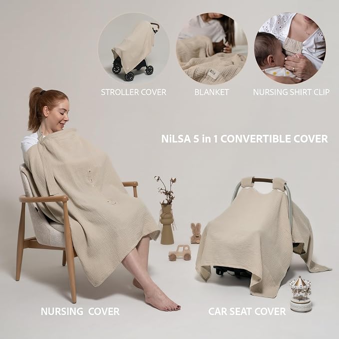 Nilsa 5-in-1 Muslin Nursing Cover up - Image 3