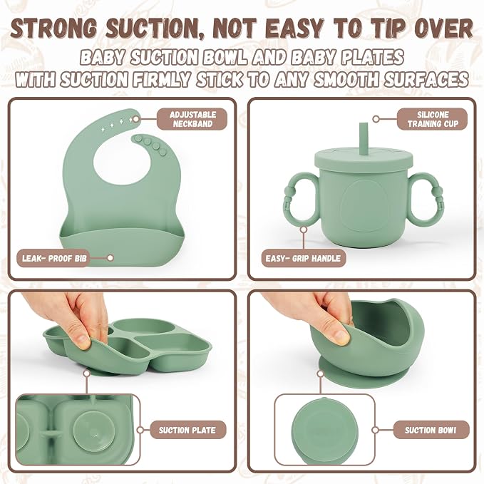 Silicone Baby Feeding Set, Baby Led Weaning Supplies, Baby Food Tableware - Image 5