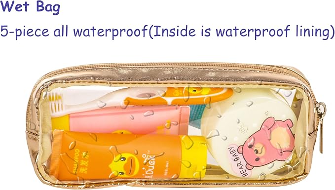 TSA Approved 5-Piece Diaper Bag Organizer Pouch Set Clear Waterproof TPU Kids - Image 4