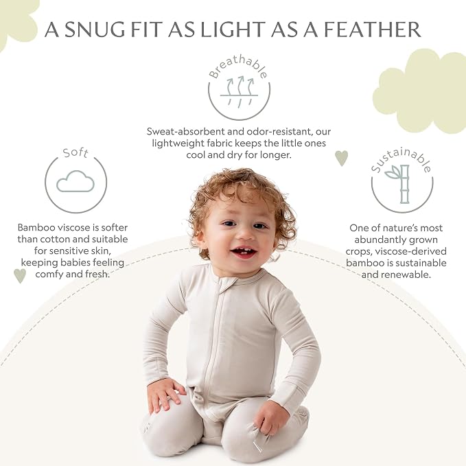 Bamboo Little Soft Baby Footie Pajamas, Baby Clothes, Newborn Sleepers - Image 3