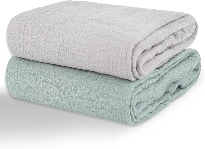 Muslin Swaddle Blankets for Newborns, 2 Pack 100% Cotton Receiving Blankets by Synrroe