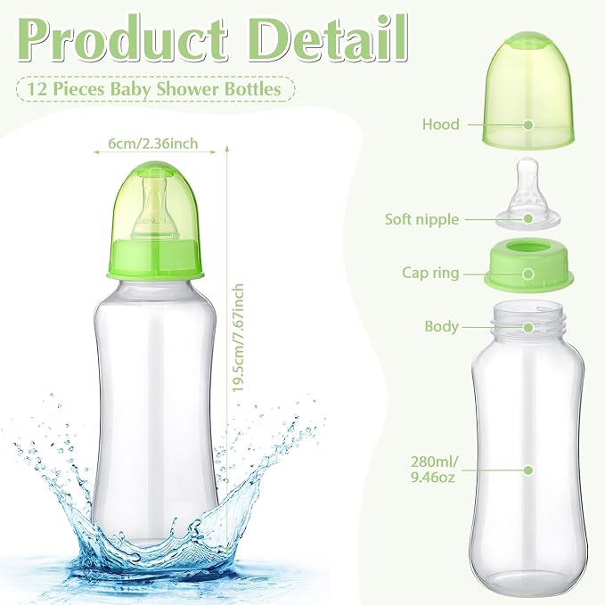 TrelaCo Cool Baby Shower Games Sets 12 Pcs Feeding Bottles - Image 2