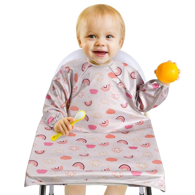 Vicloon Coverall Baby Feeding Bib, Weaning Bib Attaches to Highchair and Table by Vicloon