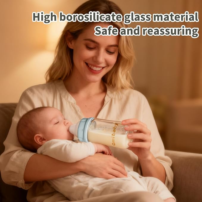 Natural Glass Baby Bottle 150ml 5oz Standard Neck Breast Milk Storage Bottles - Image 7