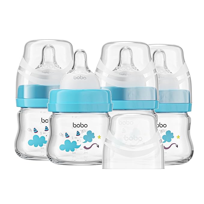 YOHKOH Glass Baby Bottles with Slow Flow Nipple, Newborn Anti-Colic Baby Bottles by Home