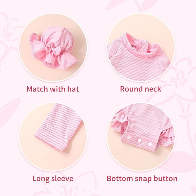 YOUNGER TREE Infant Baby Girls Swimsuit Long Sleeve Swimsuits One Piece - Image 4