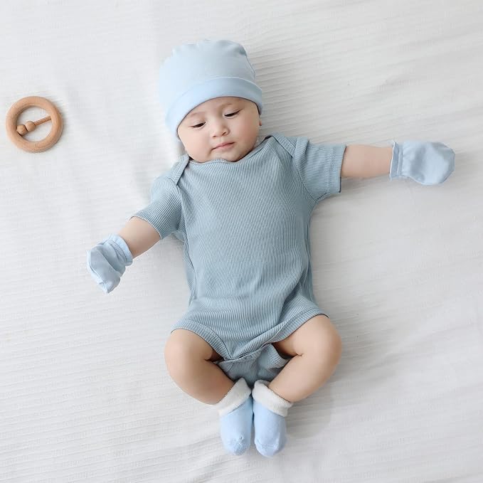 Baby Hat and Mittens Set Newborn Baby Hats Caps - Image 5