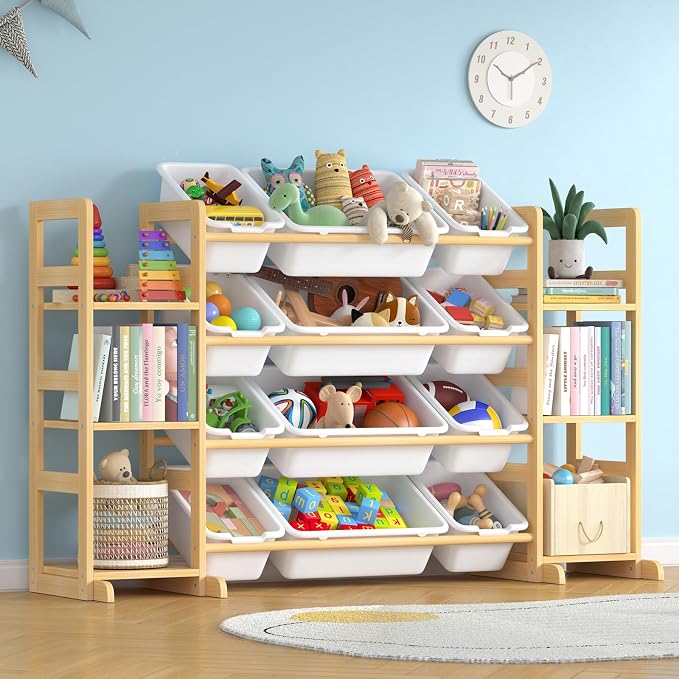 Large Toy Storage Organizer Kids Toy Organizer and Bookshelf Combo by Ratulie