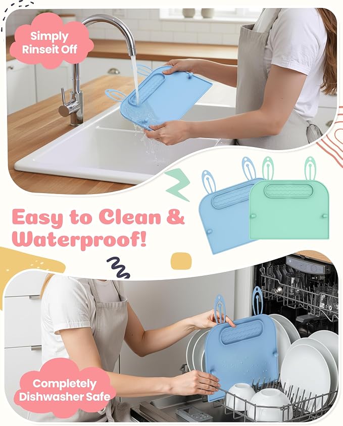 2Pack Silicone Placemats for Baby&Kid, Stain-Proof Non-Slip Baby Place Mat for - Image 5