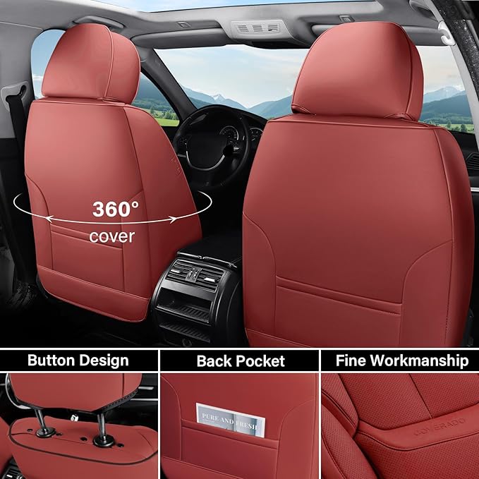 Coverado Universal Seat Covers Front, Waterproof Nappa Leather Car Seat Covers - Image 2