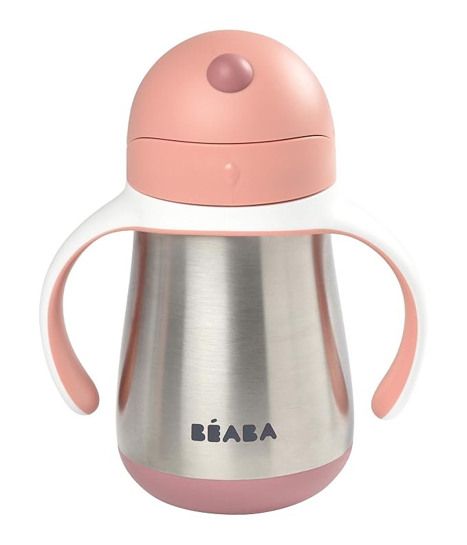 BEABA Stainless Steel Straw Sippy Cup, Insulated Toddler Cups Spill Proof - Image 2
