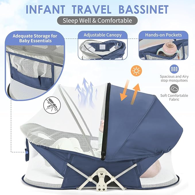 Portable Baby Bassinet Travel Baby Bed, Baby Cribs Travel Pod - Image 3
