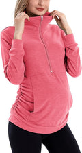 GINKANA Maternity Women's Long Sleeve Shirt Half Zipper Lapel Lightweight by GINKANA