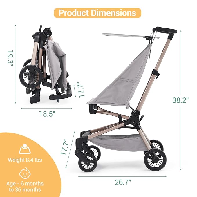 Lightweight Baby Travel Stroller – Compact & Airplane-Friendly Design, One-Hand - Image 6