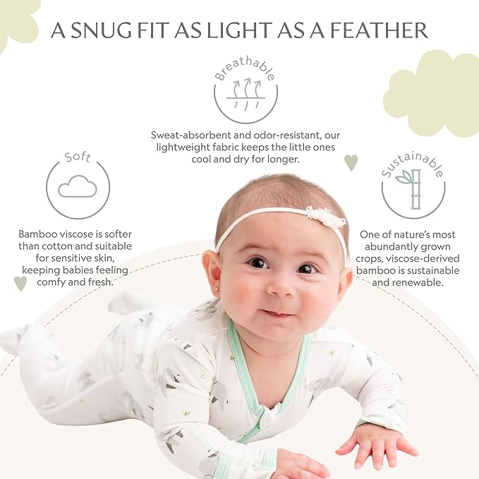 Bamboo Little Soft Baby Footie Pajamas, Baby Clothes, Newborn Sleepers - Image 3