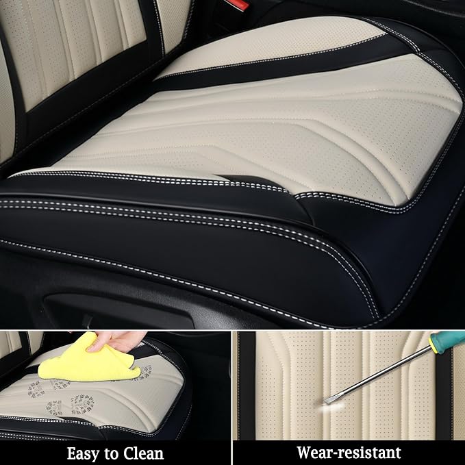 FLORICH Leather Seat Covers, Seat Covers Full Set, Car Seat Protectors 5 Seats - Image 6