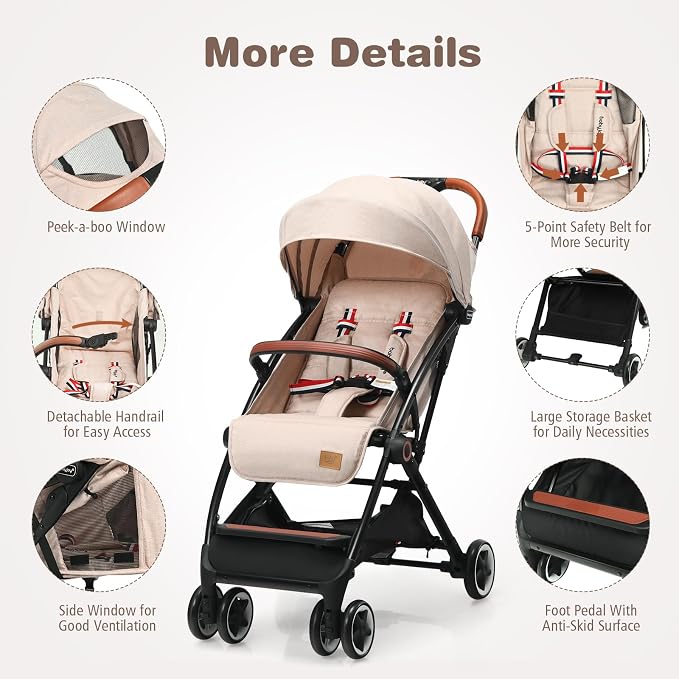 BABY JOY Lightweight Baby Stroller, Compact Toddler Travel Stroller - Image 2