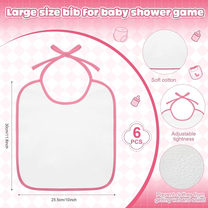 6 Sets Bottle Chug Baby Shower Games Juegos Para Plastic Baby Bottles Bibs Hat - Image 3