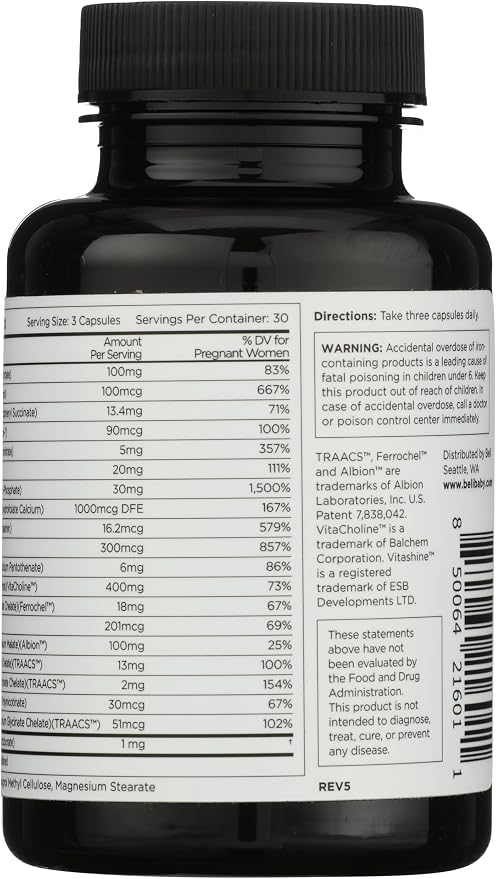 Beli Women Prenatal Multivitamin, 400mg Choline, Vitamin D. Supports Egg - Image 2