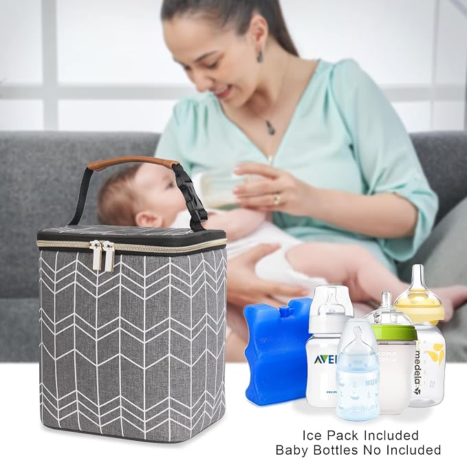 Breast Milk Cooler Bag with Ice Pack Fits 4 Baby Bottles Up to 9 Ounce - Image 6