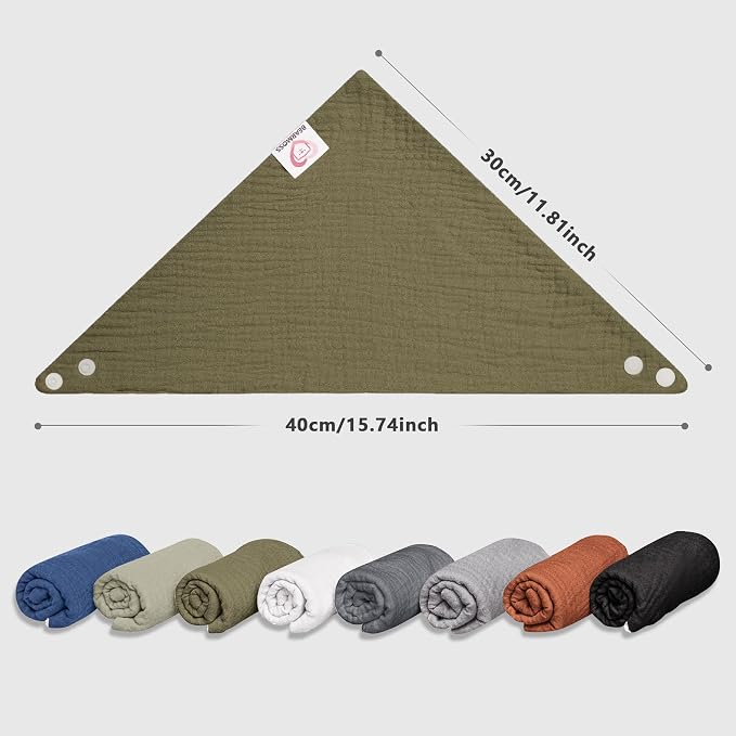 Bearmoss Muslin Baby Bibs 8 Pack Soft Bandana Bibs - Image 9