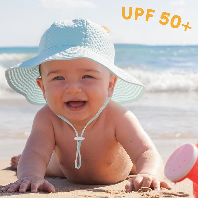 HONGTEYA Baby Sun Hat Toddler Girl Beach Hat Adjustable Outdoor Summer Hat UPF - Image 2