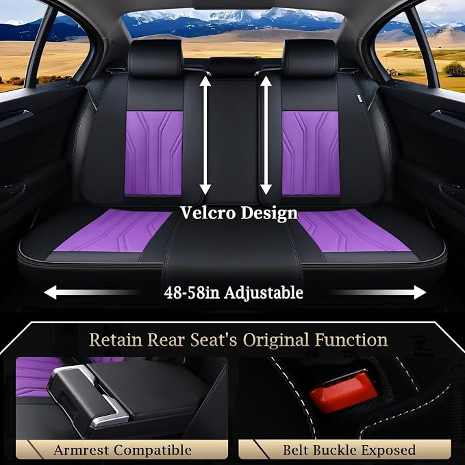 FLORICH Rear Seat Covers Leather Car Seat Covers Waterproof Back Seat Cover - Image 2