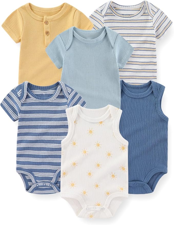 Fashion Baby Boy Girl Bodysuits 6-Pack Casual Cotton Soft Infants Outfit New by JELYLOVE