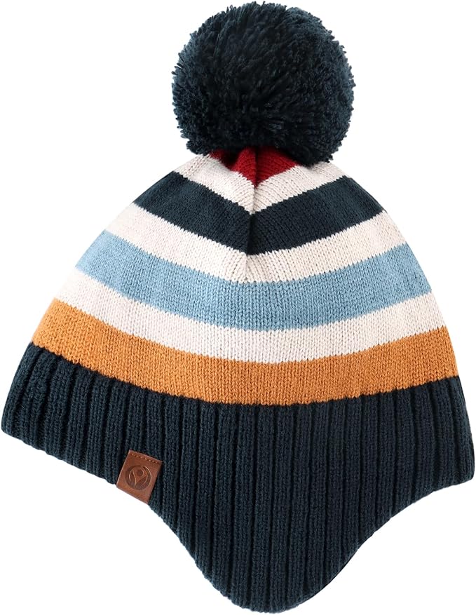 Duoyeree Kids Beanie Hat for Boys Girls Pom-pom Kint Hats Cozy Lining Winter - Image 3