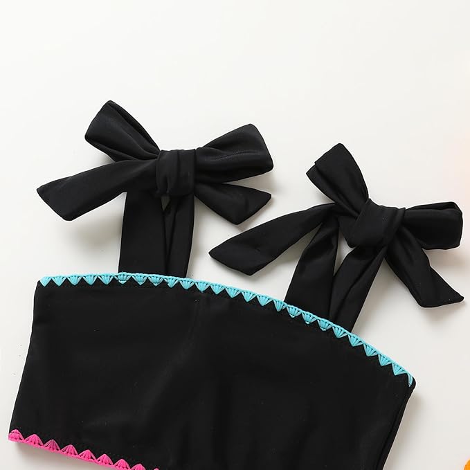 YOUNGER TREE Toddler Girls Two Pieces Swimsuit Color Block Stripe Swimwear - Image 4