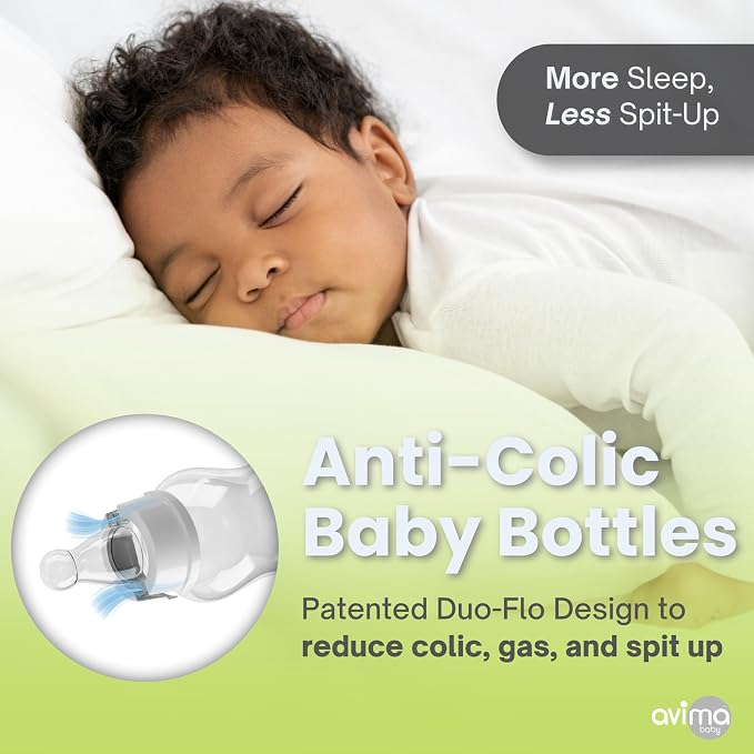 Avima Anti-Colic Baby Bottles – 10 oz, Medium Flow Nipples – BPA-Free, Standard - Image 3