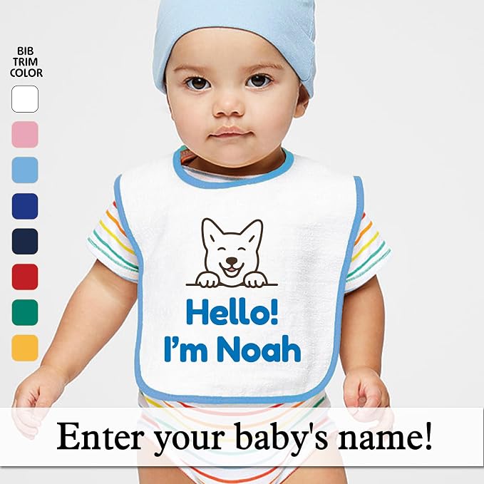 Personalized Baby Bib – Soft Cotton Terry, Cute Jindo Dog Design - Image 2