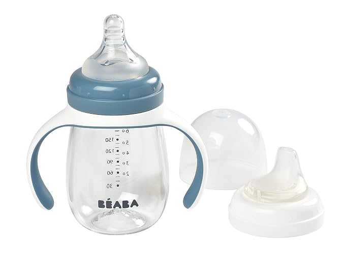 BEABA 2-in-1 Baby Bottle to Transition Sippy Cup, No Spill Sippy Cup, Includes by BEABAUSA