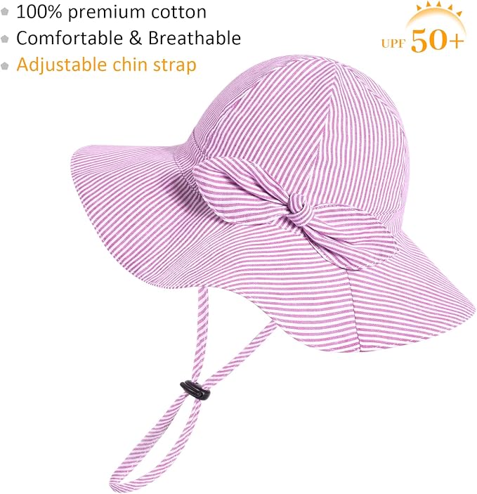 Baby Girl Sun Hat with UPF 50+ Outdoor Adjustable Beach Hat with Wide Brim - Image 2