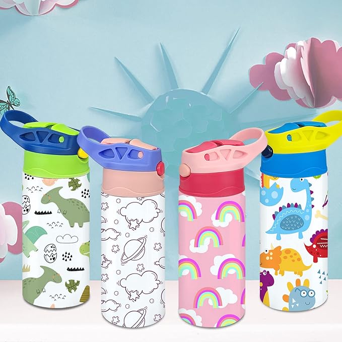 Kids Sublimation Tumbler, 8 PACK 12oz Stainless Steel Sublimation Sippy Cup - Image 2