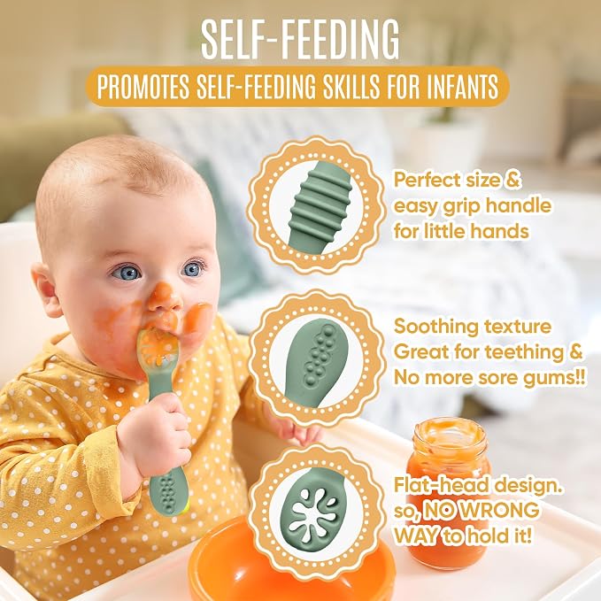 4pc Silicone Baby Spoons Self Feeding Baby Utensils 6-12 Months - Image 5