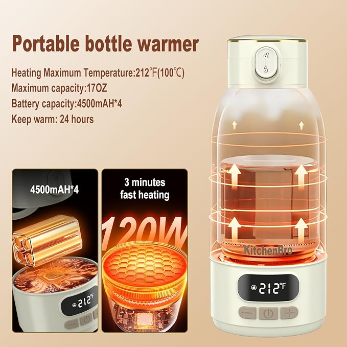 Portable Bottle Warmer for Travel-Various Heating Modes for Breast Milk& - Image 3