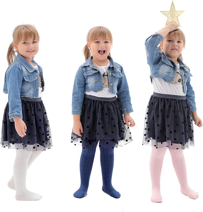 EPEIUS Baby Girl Tights Thick Cable Knit Leggings Stockings Cotton Pantyhose - Image 2
