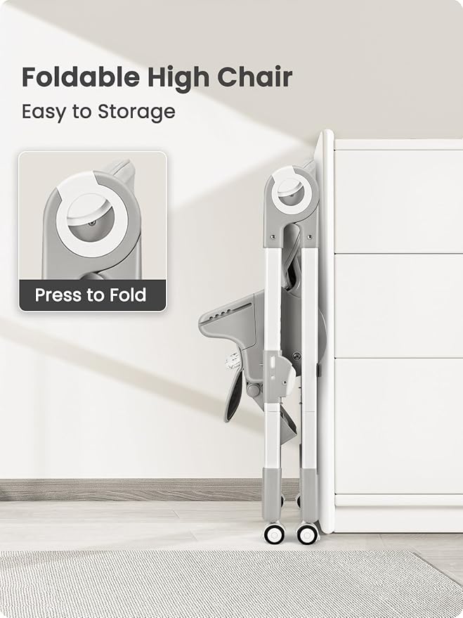 Foldable High Chair with Soft Cushion, High Chairs - Image 4