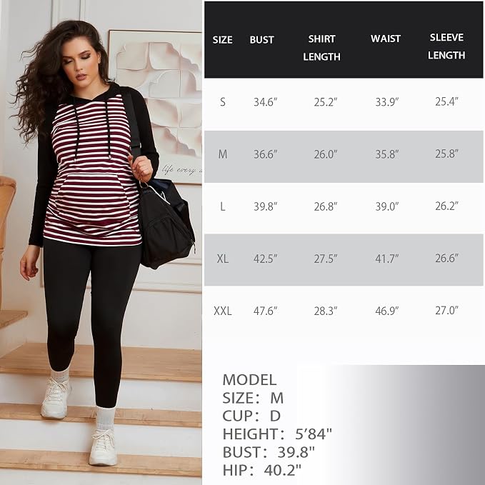 GINKANA Maternity Hoodie Long Sleeves Shirts Casual Maternity Top Pregnancy - Image 7