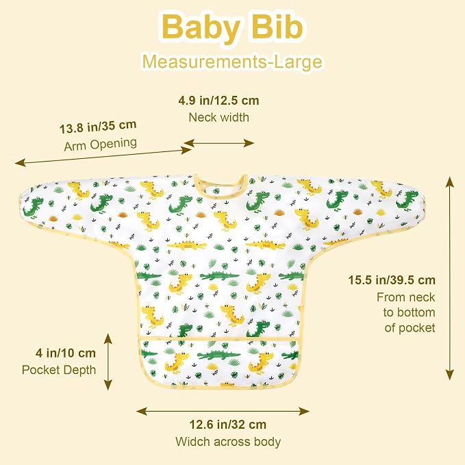 Accmor 5 Pack Long Sleeve Bibs, Baby Smock Waterproof Sleeved Bib Smock - Image 7