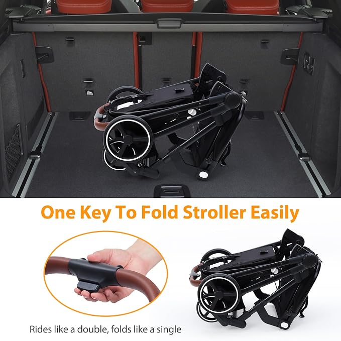Tandem Double Stroller Newborn and Toddler, Foldable Twin Stroller - Image 6