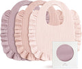Konssy Muslin Baby Bibs for Girls – Soft 100% Cotton Drool Bibs, Ruffle Trim by Konssy