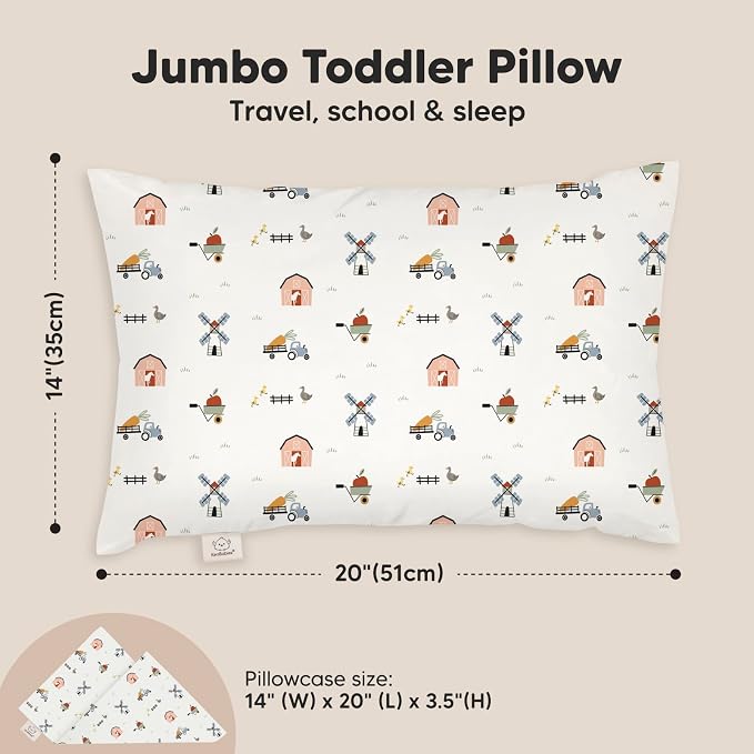 KeaBabies Toddler Pillow with Pillowcase, Jumbo 14X20 - Image 3