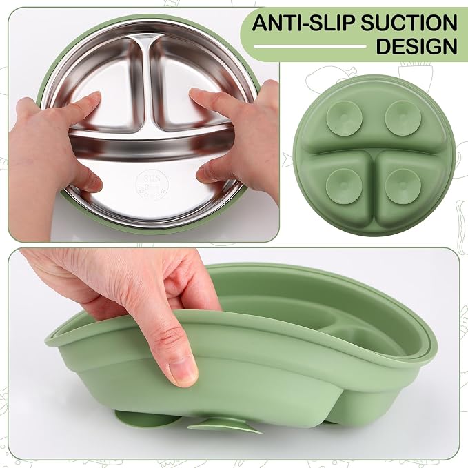 Nuogo 3 Pcs Stainless Steel Baby Suction Plates - Image 5